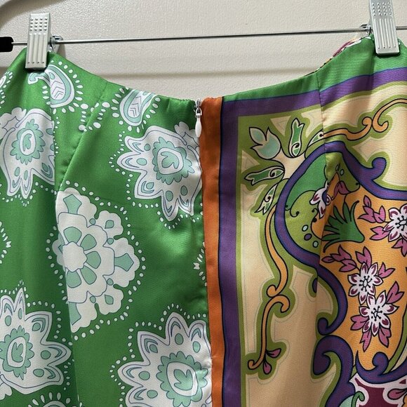 2/$30 Micas Maxi Skirt Size M Boho Resortwear Retro 70s Draped Ruched Colorful - Picture 8 of 11